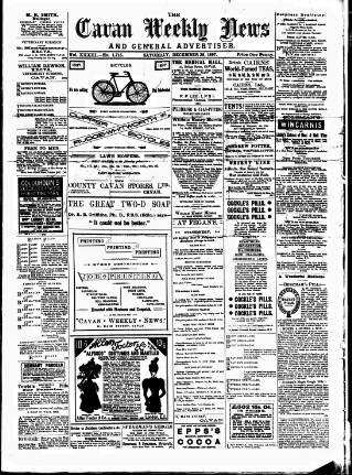 cover page of Cavan Weekly News and General Advertiser published on December 25, 1897