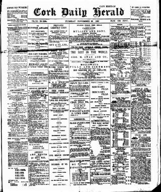 cover page of Cork Daily Herald published on November 23, 1897