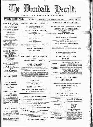 cover page of Dundalk Herald published on November 23, 1895