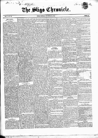 cover page of Sligo Chronicle published on November 23, 1850