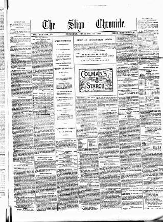 cover page of Sligo Chronicle published on December 25, 1880