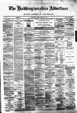 cover page of Haddingtonshire Advertiser and East-Lothian Journal published on January 26, 1883