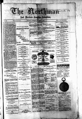 cover page of Northman and Northern Counties Advertiser published on December 25, 1880