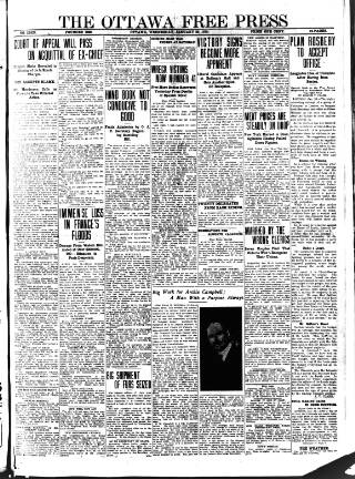 cover page of Ottawa Free Press published on January 26, 1910