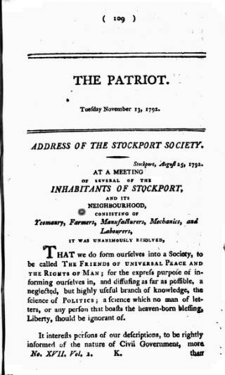 cover page of Patriot 1792 published on November 13, 1792