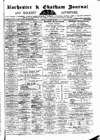 cover page of Rochester, Chatham & Gillingham Journal published on December 25, 1886