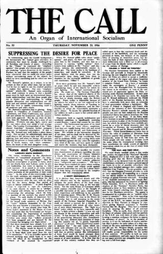 cover page of Call (London) published on November 23, 1916