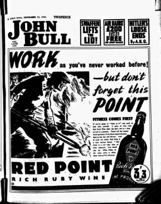 cover page of John Bull published on November 23, 1940