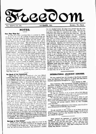 cover page of Freedom (London) published on November 1, 1922