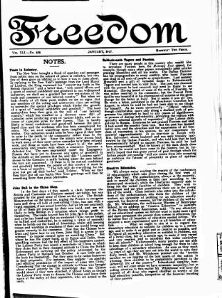 cover page of Freedom (London) published on January 1, 1927