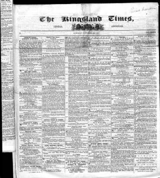 cover page of Kingsland Times and General Advertiser published on November 23, 1861