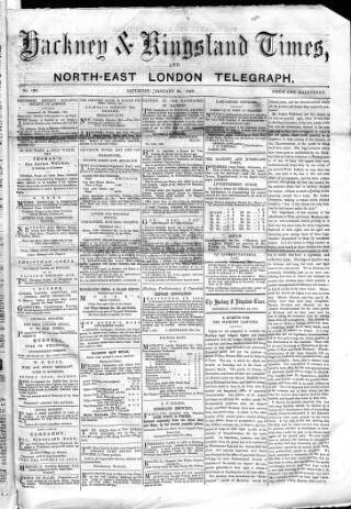 cover page of Kingsland Times and General Advertiser published on January 24, 1863