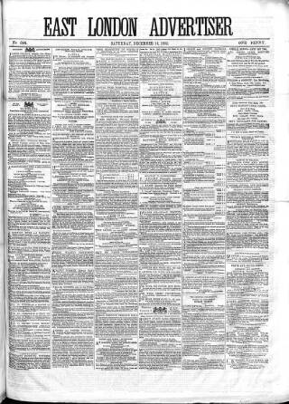 cover page of East London Advertiser published on December 16, 1865