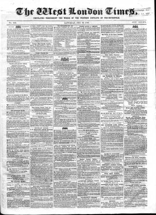 cover page of West London Times published on December 29, 1866