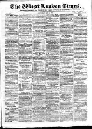 cover page of West London Times published on January 26, 1867