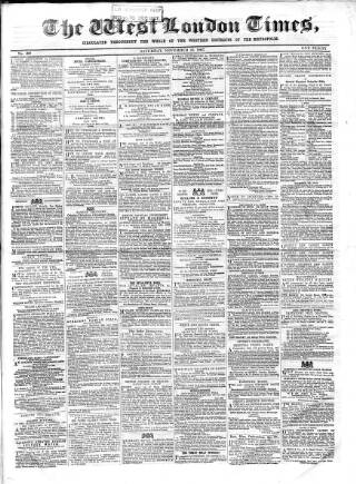 cover page of West London Times published on November 23, 1867