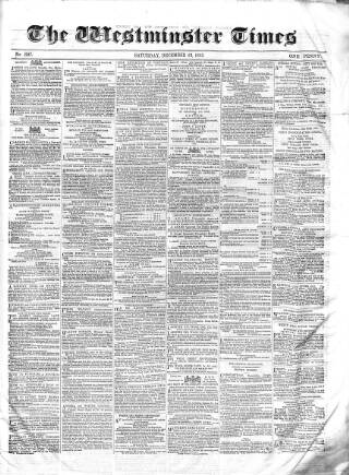 cover page of Westminster Times published on December 23, 1865