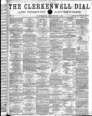 cover page of Clerkenwell Dial and Finsbury Advertiser published on December 17, 1864