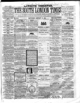 cover page of South London Times and Lambeth Observer published on January 26, 1861