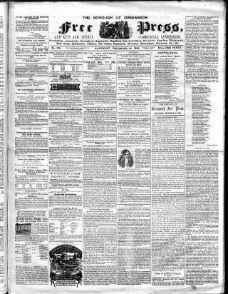 cover page of Borough of Greenwich Free Press published on December 25, 1858