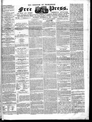 cover page of Borough of Greenwich Free Press published on November 23, 1861