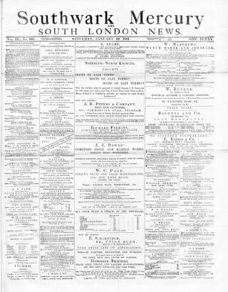 cover page of Southwark Mercury published on January 22, 1881