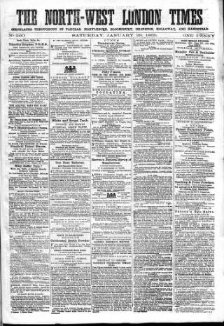 cover page of North-West London Times published on January 28, 1865