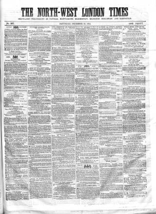 cover page of North-West London Times published on December 23, 1865