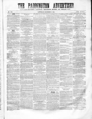 cover page of Paddington Advertiser published on December 9, 1865