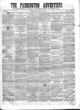 cover page of Paddington Advertiser published on January 20, 1866