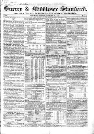 cover page of Surrey & Middlesex Standard published on January 26, 1839