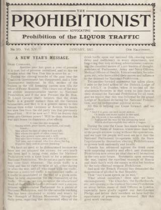 cover page of Prohibitionist published on January 1, 1917