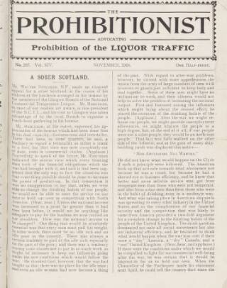 cover page of Prohibitionist published on November 1, 1918