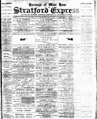 cover page of Stratford Express published on November 23, 1892