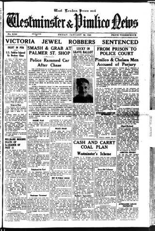 cover page of Westminster & Pimlico News published on January 26, 1945