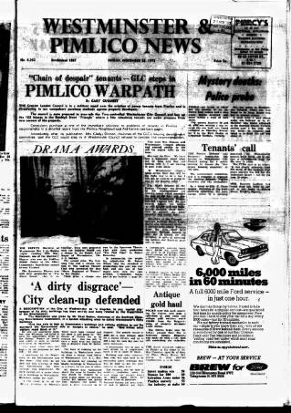 cover page of Westminster & Pimlico News published on November 23, 1973