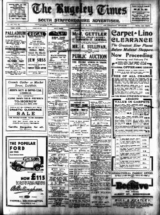 cover page of Rugeley Times published on January 26, 1935