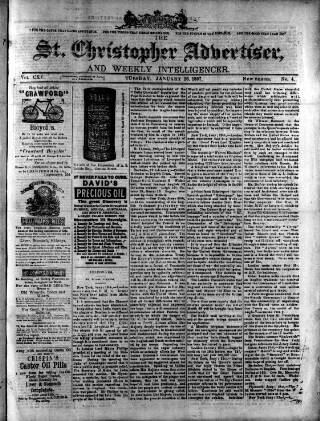 cover page of Saint Christopher Advertiser and Weekly Intelligencer published on January 26, 1897