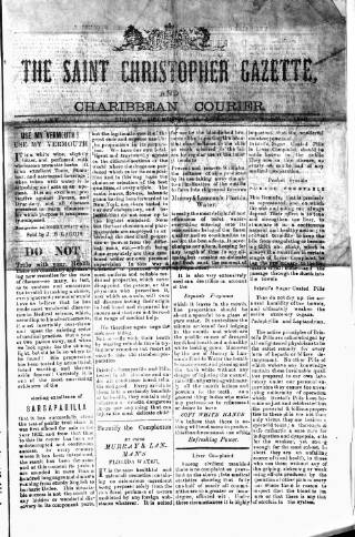 cover page of St. Christopher Gazette published on December 25, 1874