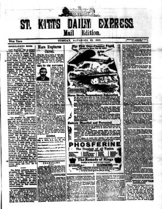 cover page of St. Kitts Daily Express published on November 23, 1909