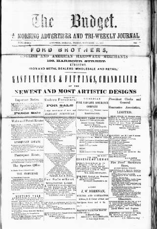 cover page of Budget (Jamaica) published on November 23, 1877