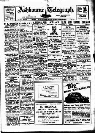 cover page of Ashbourne Telegraph published on November 23, 1951