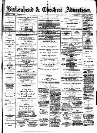 cover page of Birkenhead & Cheshire Advertiser published on December 25, 1880