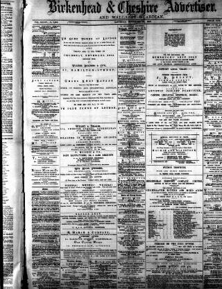 cover page of Birkenhead & Cheshire Advertiser published on November 23, 1889