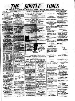 cover page of Bootle Times published on November 23, 1878