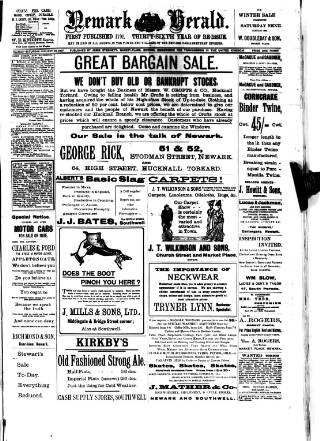 cover page of Newark Herald published on January 26, 1907