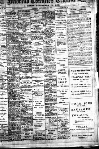 cover page of Midland Counties Tribune published on December 25, 1908