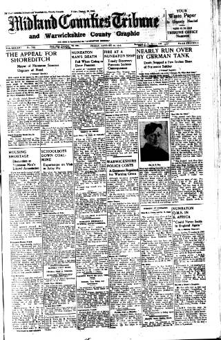 cover page of Midland Counties Tribune published on January 26, 1945