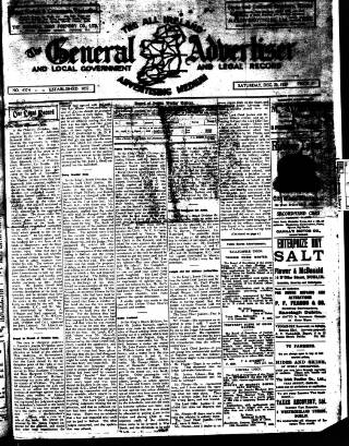 cover page of General Advertiser for Dublin, and all Ireland published on December 25, 1920