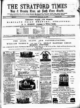 cover page of Stratford Times and South Essex Gazette published on January 26, 1876